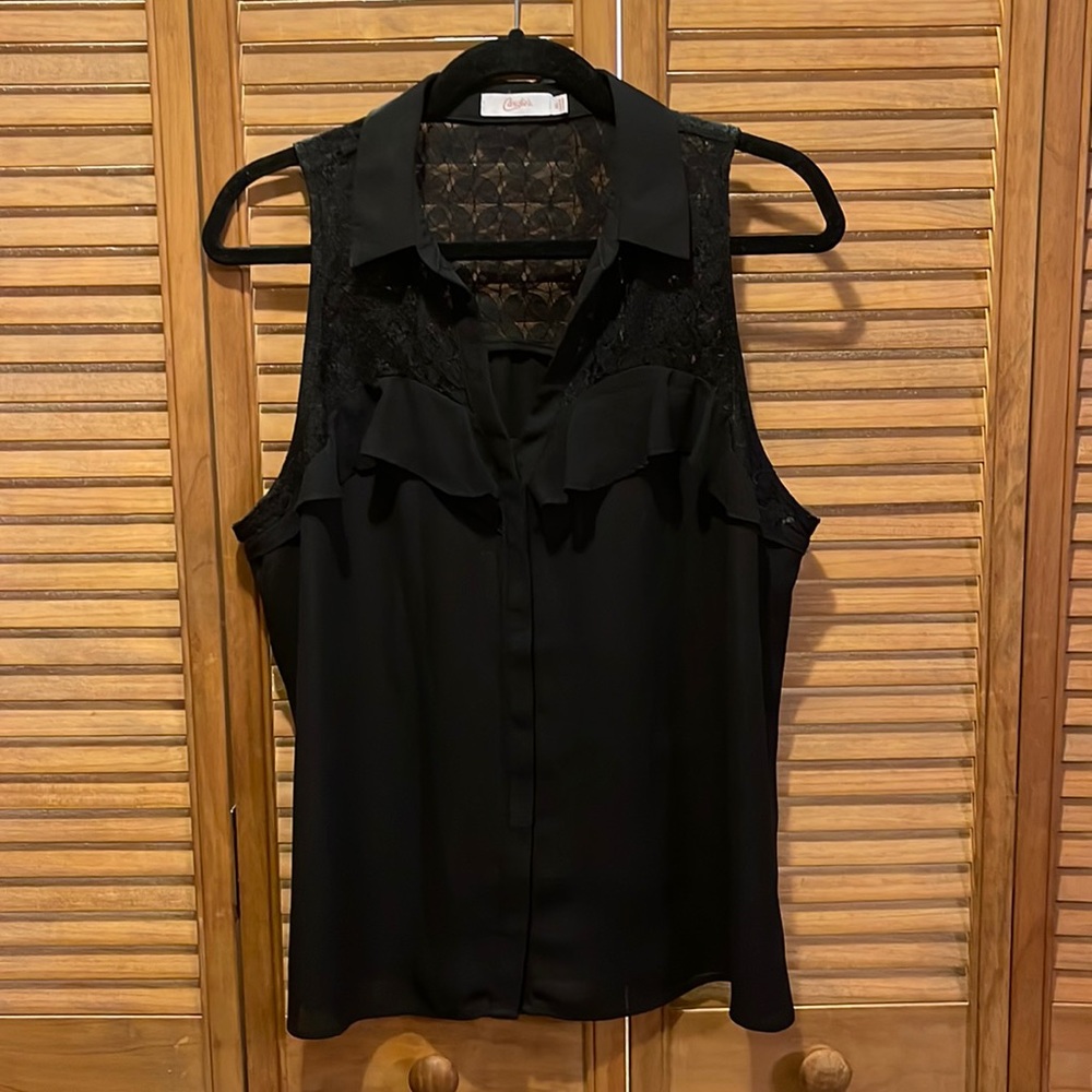 Candie’s XL sleeveless blouse Size XL Black Gorgeous Like New